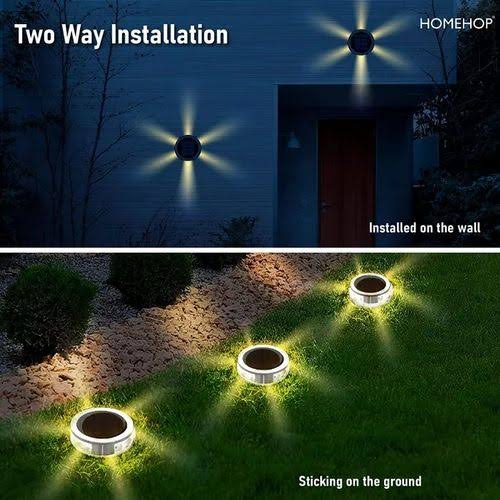 Solar Ground Lights - Outdoor Waterproof LED Disk Lights for Garden & Pathway